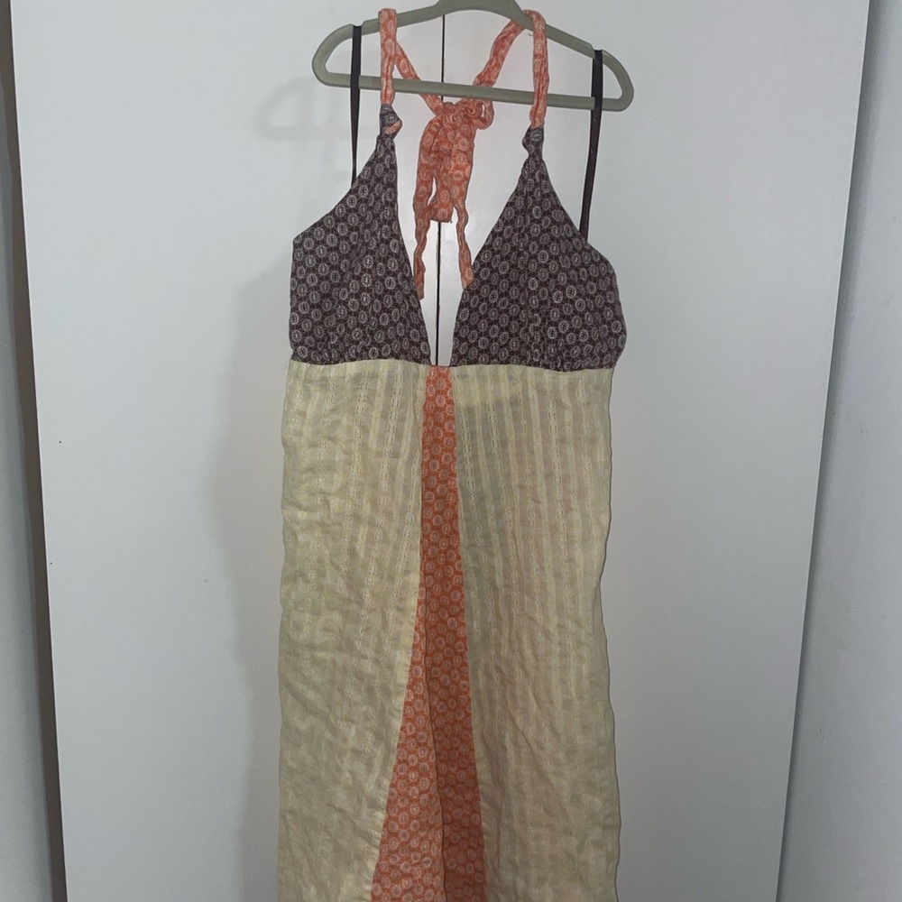 Bohemian Patchwork Halter Dress - image 1